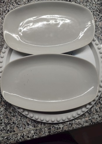 Beyaz Baskılı ve Bölmeli Tabak Seti - Görsel 3