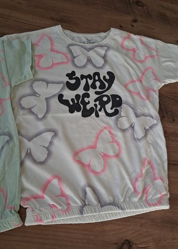 Kız Çocuk Kelebek Desenli  Desen Tişört - Görsel 3