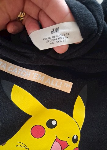 Pikachu Baskılı Siyah Kapüşonlu Erkek Eşofman Takımı h&m - Görsel 4