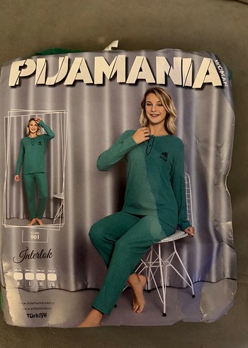 Yeşil Uzun Kollu Rahat Kadın Pijama Takımı