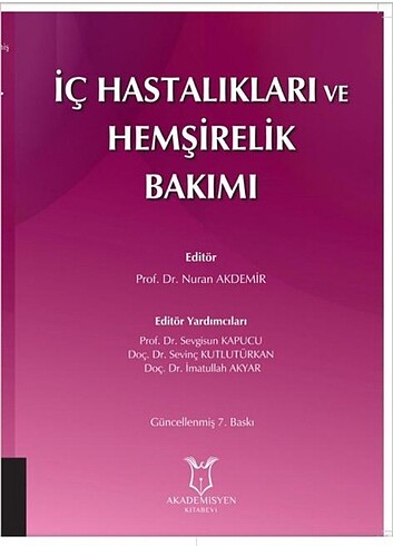 Akademisyen kitabevi iç hastalıkları ve Hemşirelik bakımı 