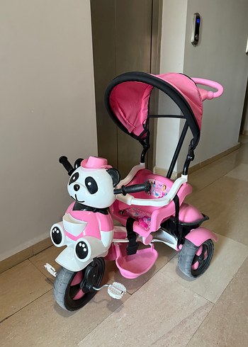 Pembe Panda Figürlü Çocuk Üç Tekerlekli Bisiklet