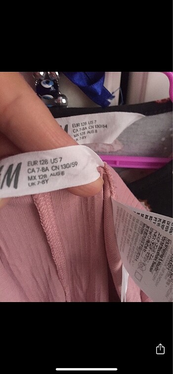 7 Yaş Beden pembe Renk H&M elbise tayt takım 7-8 yaş