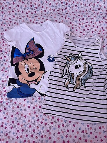 6-8 yaş 2 adet kız çocuk tshirt
