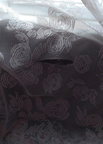 pudra Çiçek Desenli Tül Perde - Görsel 4