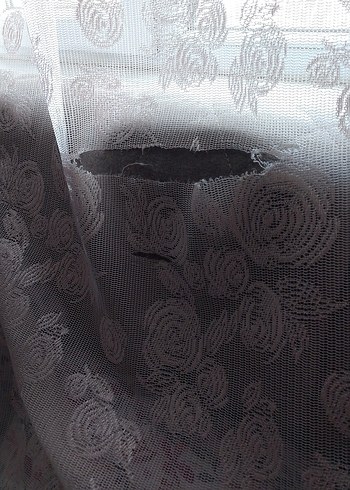 pudra Çiçek Desenli Tül Perde - Görsel 5