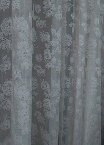 pudra Çiçek Desenli Tül Perde - Görsel 2