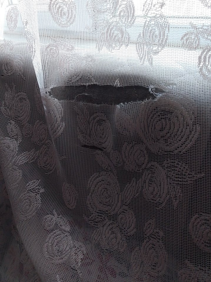 pudra Çiçek Desenli Tül Perde - Görsel 5