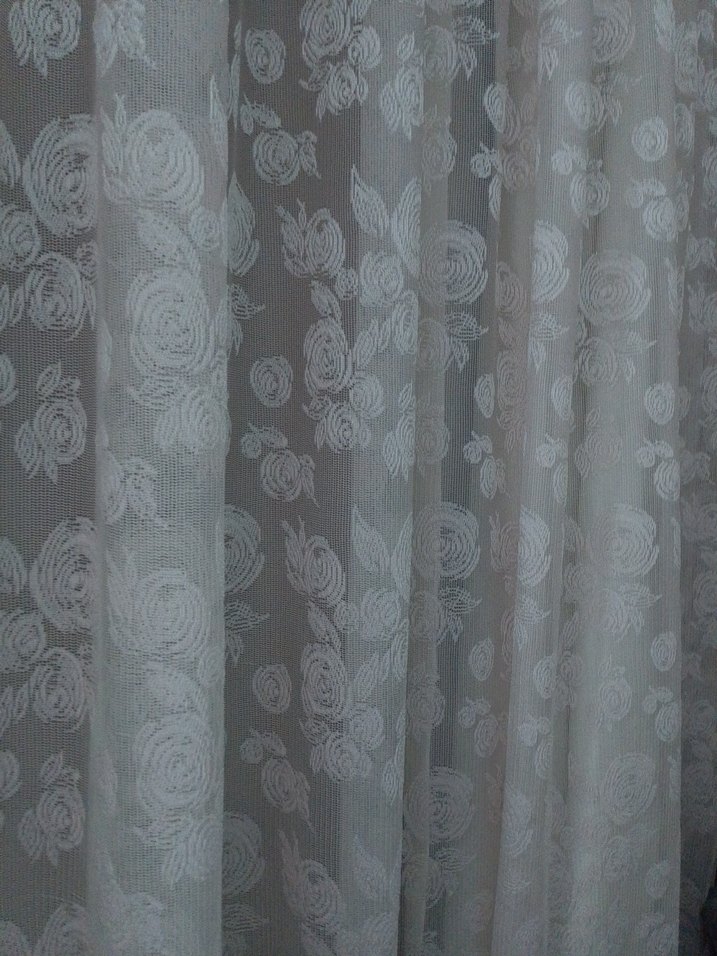 pudra Çiçek Desenli Tül Perde - Görsel 2