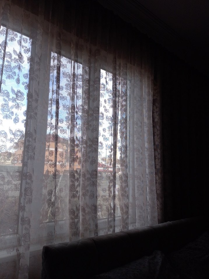 pudra Çiçek Desenli Tül Perde - Görsel 3