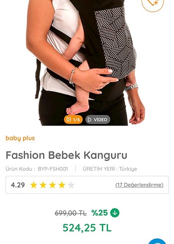 Baby Plus Siyah Gri Bebek Kanguru