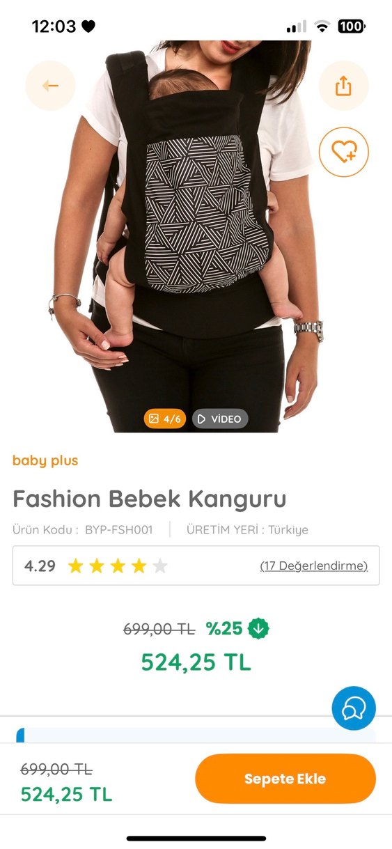Baby Plus Siyah Gri Bebek Kanguru - Görsel 2