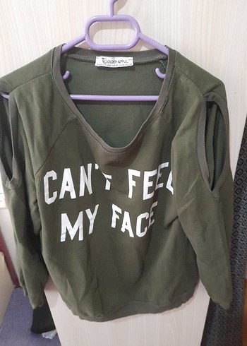 Kadın Haki Baskılı Uzun Kollu Sweatshirt - Görsel 3