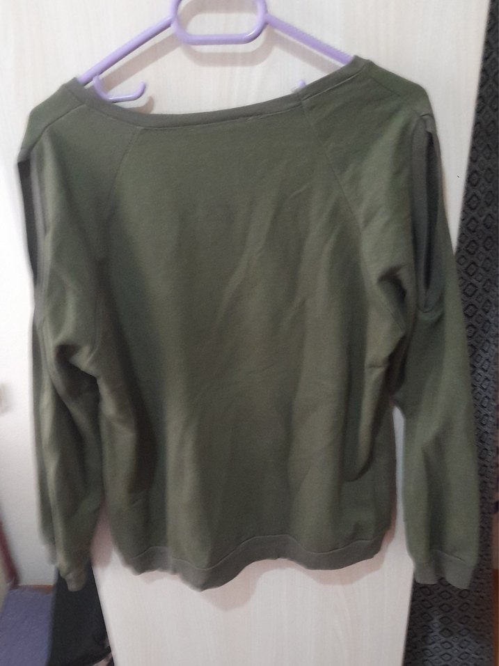 Kadın Haki Baskılı Uzun Kollu Sweatshirt - Görsel 2