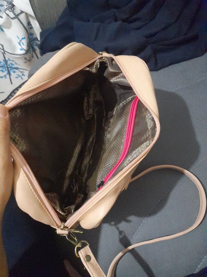 Bej Deri Kapitone Tokalı Kadın Çanta - Görsel 3