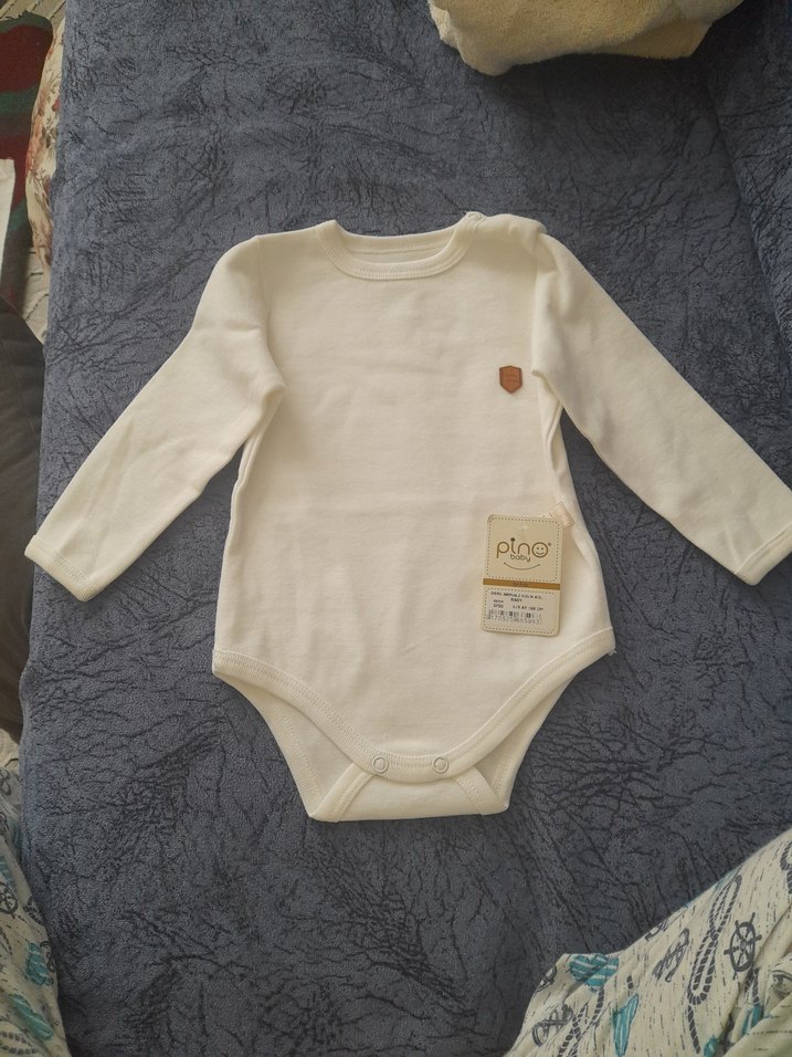 Uzun Kollu Beyaz Bebek Body 6-9 ay - Görsel 2