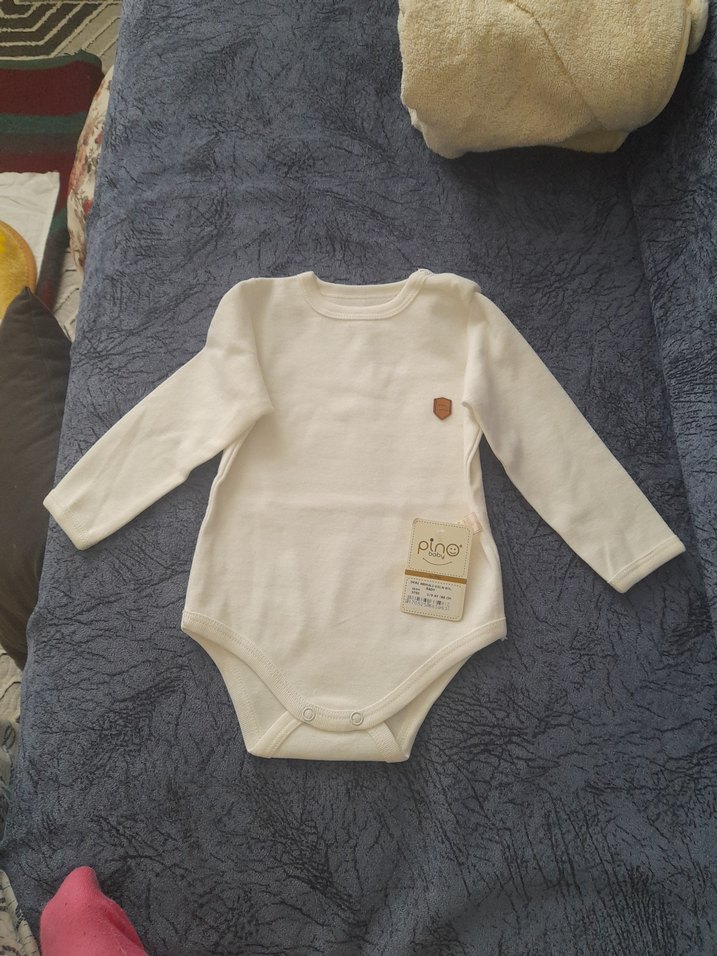 Uzun Kollu Beyaz Bebek Body 6-9 ay - Görsel 3