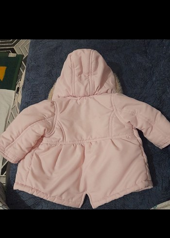Kürklü Kapüşonlu Pembe Kız Çocuk Mont - Görsel 3