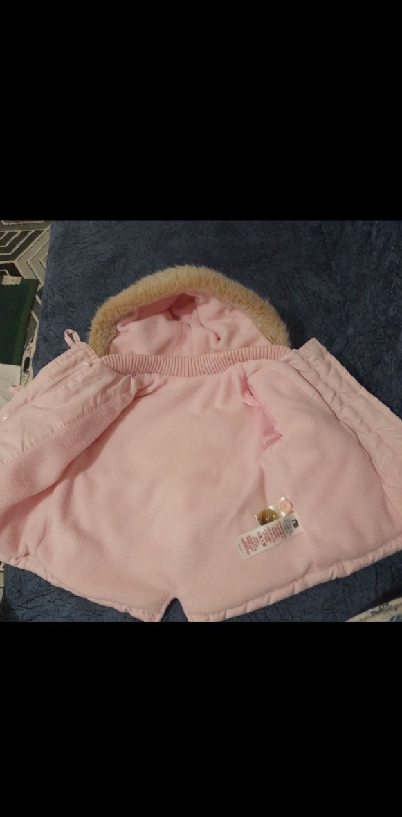 Kürklü Kapüşonlu Pembe Kız Çocuk Mont - Görsel 2