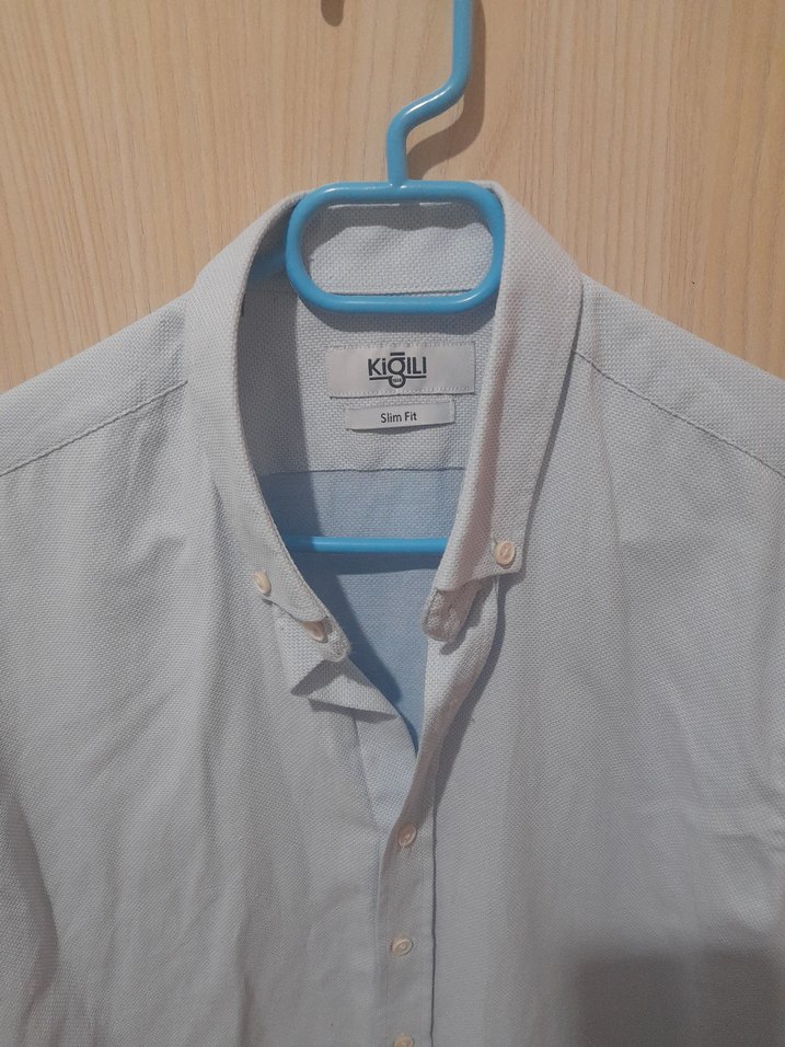 Kığılı marka Mavi Pamuklu Erkek Gömlek, Düğmeli, Uzun Kollu - Görsel 2