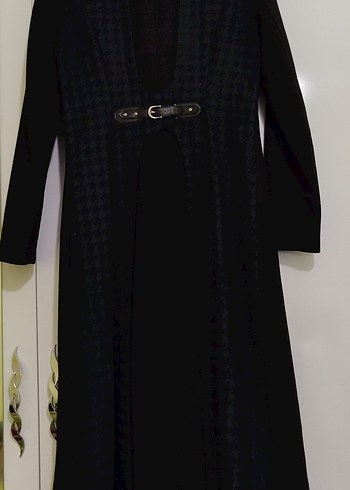 Uzun Siyah Kemerli Kadın Kışlık Trençkot - Görsel 3