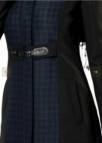 Uzun Siyah Kemerli Kadın Kışlık Trençkot - Görsel 13