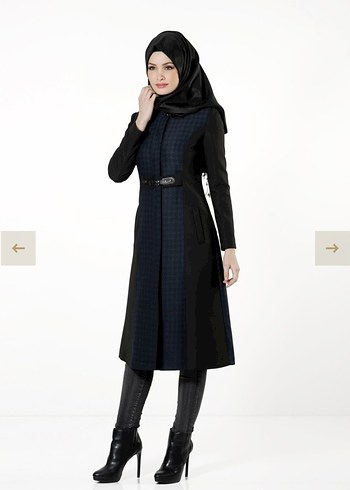 Uzun Siyah Kemerli Kadın Kışlık Trençkot - Görsel 11