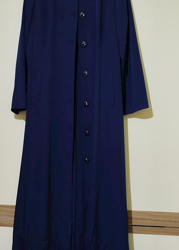 Düğmeli Lacivert Uzun Kadın Pardesü - Görsel 2