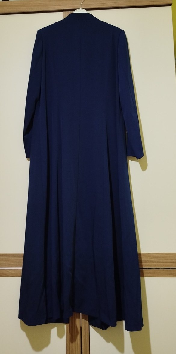 Düğmeli Lacivert Uzun Kadın Pardesü - Görsel 3