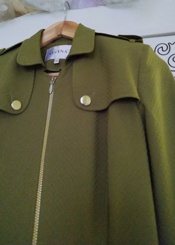 Kadın Haki Uzun Fermuarlı Trenç - Görsel 5