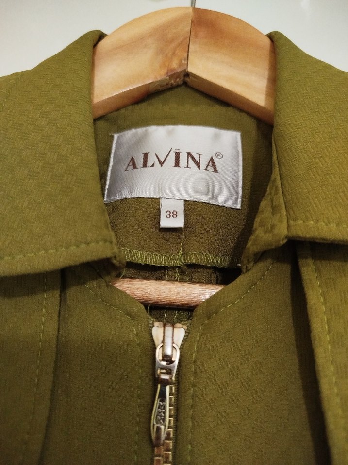 Kadın Haki Uzun Fermuarlı Trenç - Görsel 4