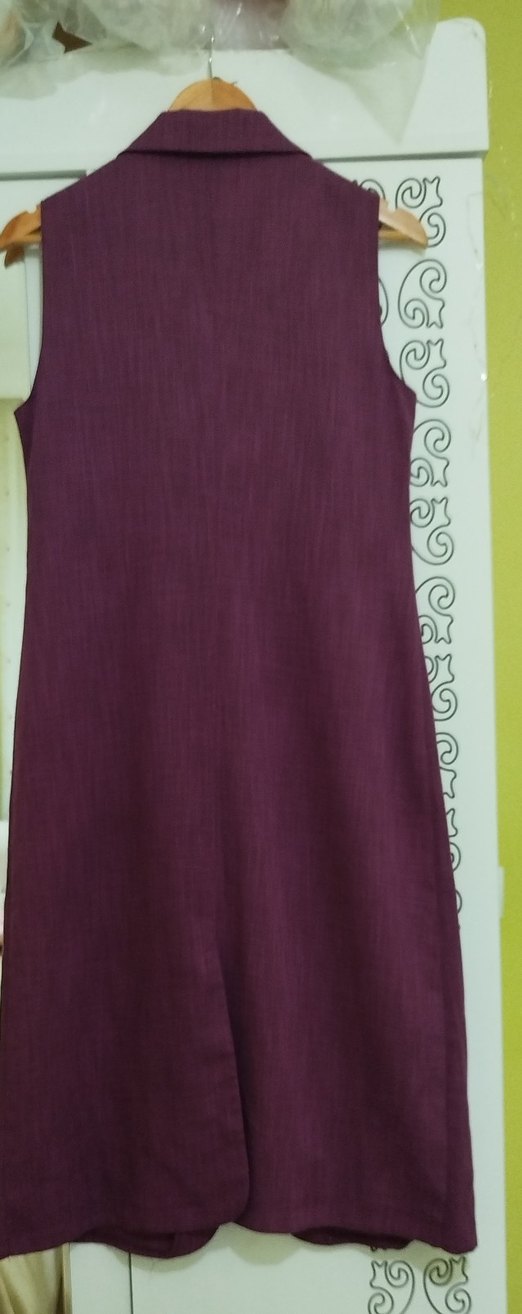 Uzun Mürdüm Nakışlı Kadın Yelek - Görsel 4