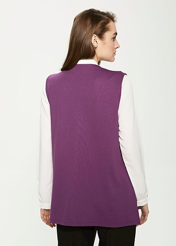 Mor V Yaka Kadın Yelek - Görsel 6