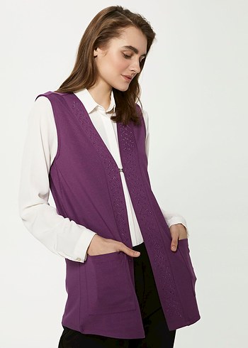 Mor V Yaka Kadın Yelek - Görsel 8