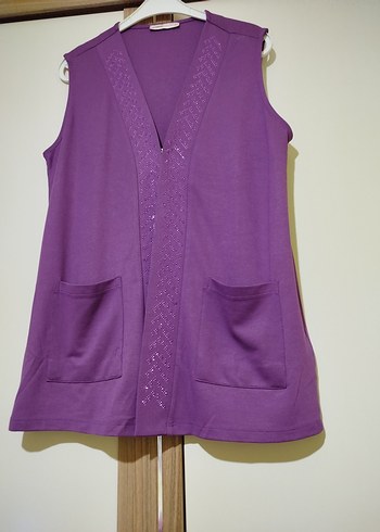 Mor V Yaka Kadın Yelek - Görsel 9