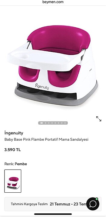 Beden pembe Renk Ingenuity Mama Oturağı