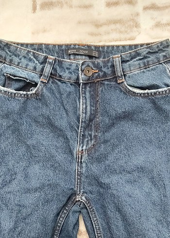 Bershka Lacivert Rahat Kesim Kadın Kot Pantolon