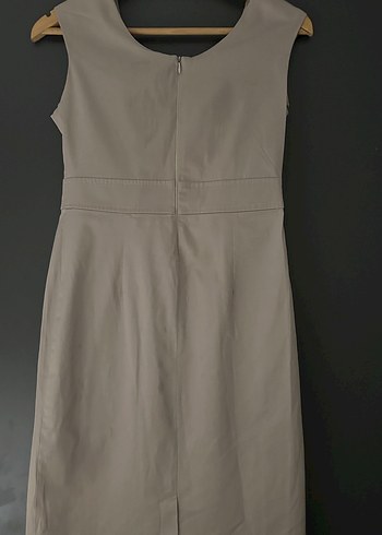 Bej Renk Sıfır Kol Elbise - Görsel 6