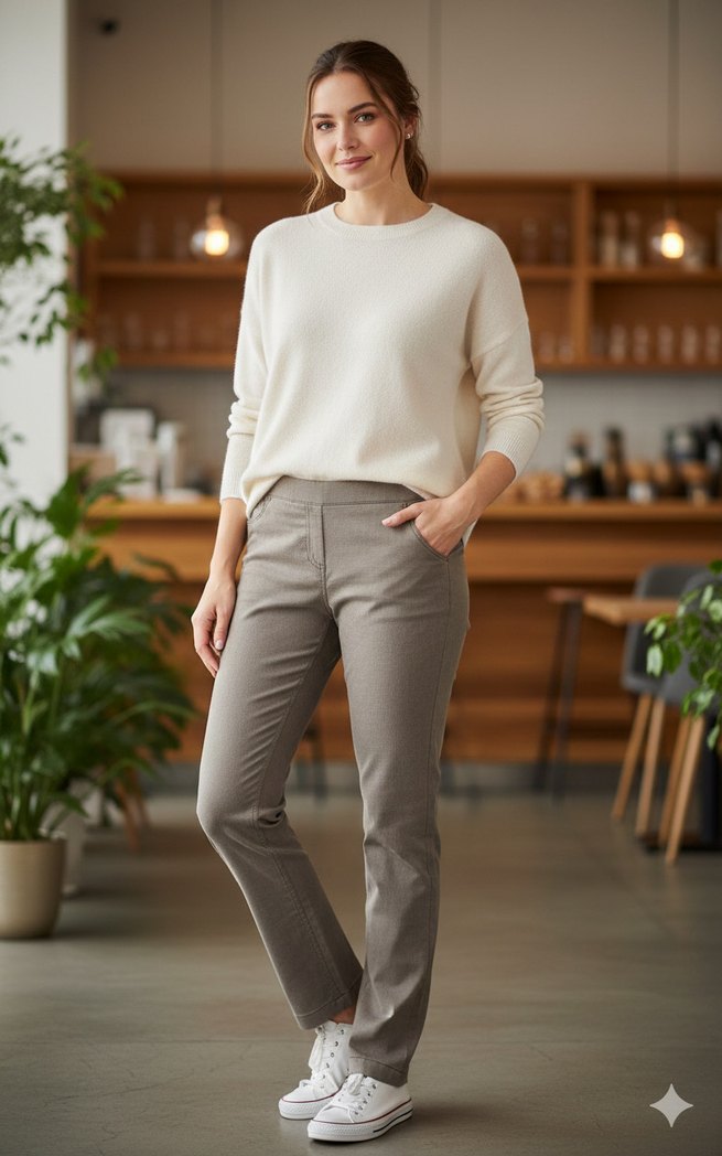 Camel Renk Dar Kesim Kadın Kumaş Pantolon - Görsel 2