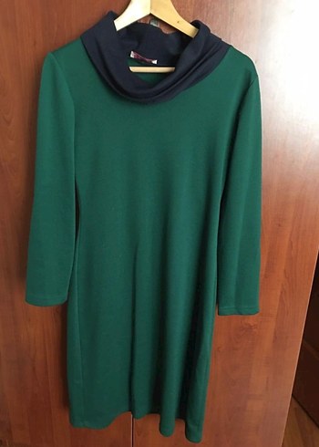 Dik Yakalı Yeşil Midi Triko Elbise - Görsel 2