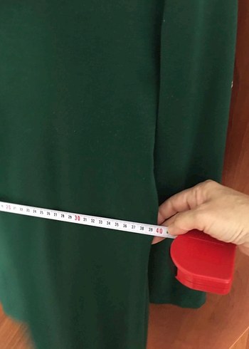 Dik Yakalı Yeşil Midi Triko Elbise - Görsel 5