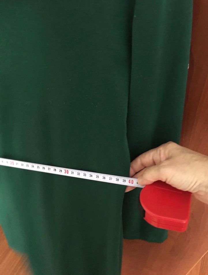 Dik Yakalı Yeşil Midi Triko Elbise - Görsel 5