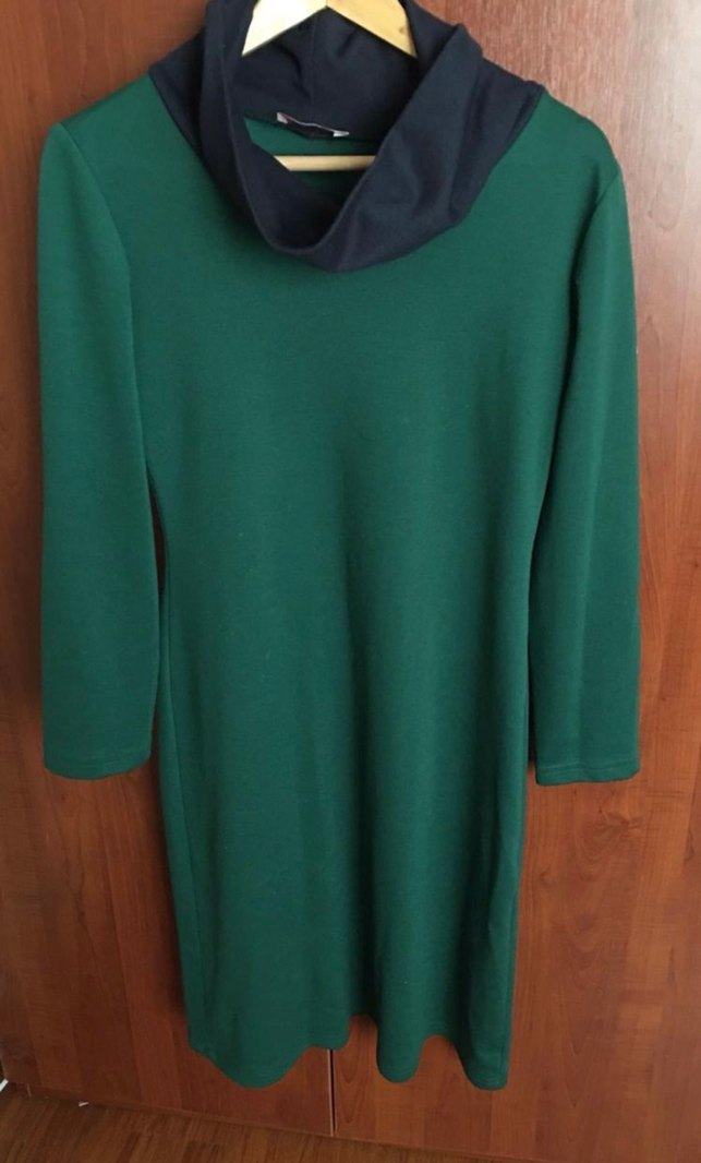 Dik Yakalı Yeşil Midi Triko Elbise - Görsel 3