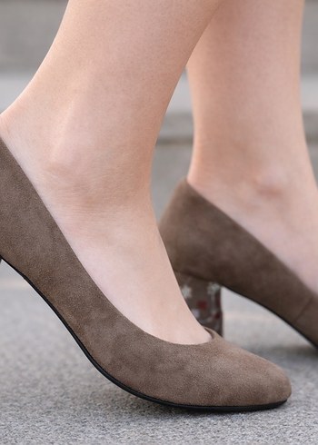 Nakışlı Süet Topuklu Kadın Ayakkabı - Görsel 3