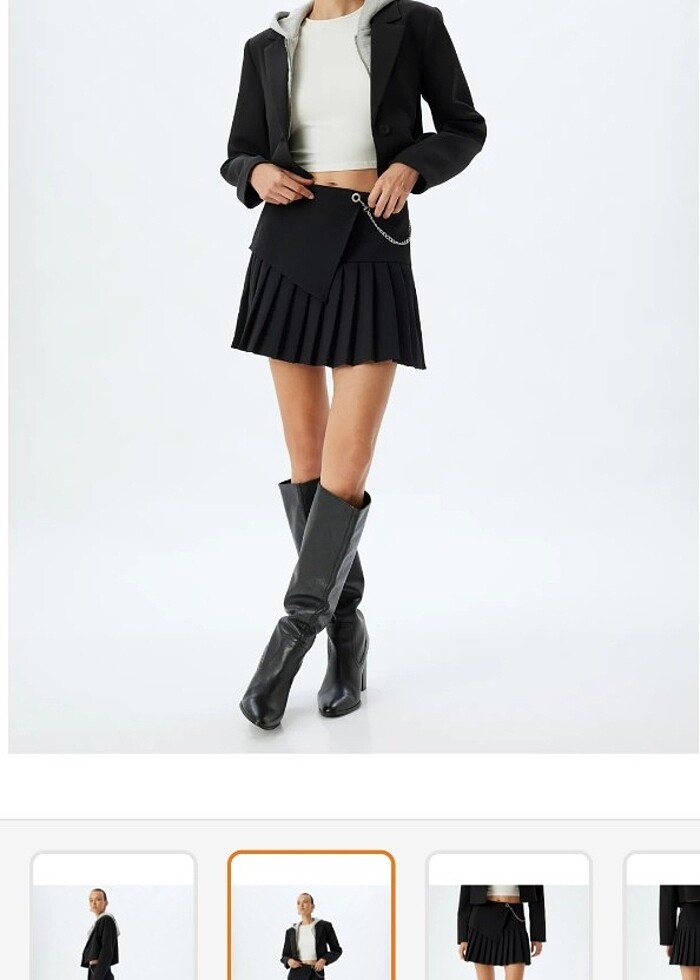 Koton mini  Pileli siyah etek - Görsel 3