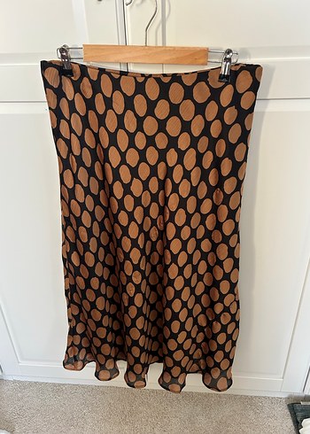 Kahverengi Puantiyeli Midi Bohem Etek - Görsel 4