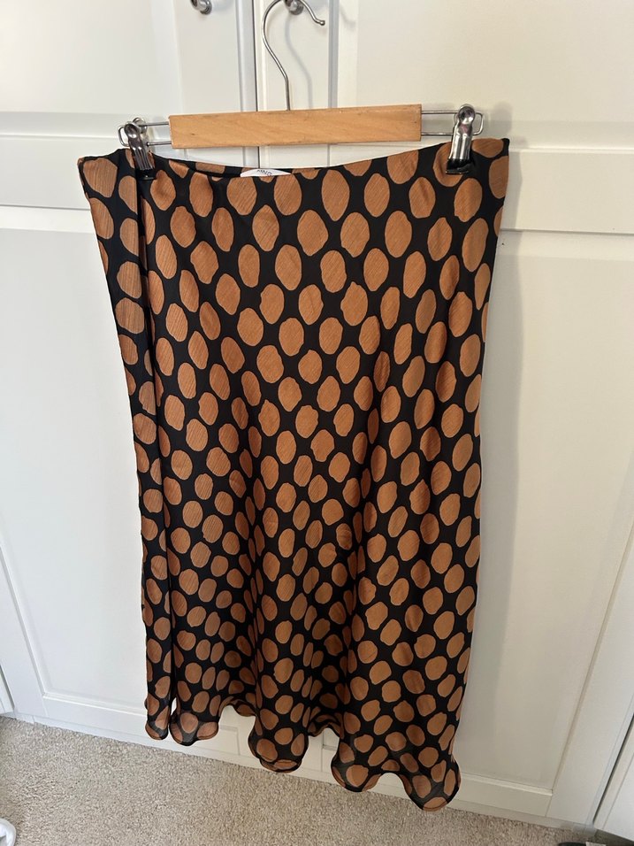 Kahverengi Puantiyeli Midi Bohem Etek - Görsel 2