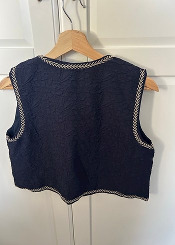 Nakışlı Mavi Bohem Kadın Yeleği - Görsel 2