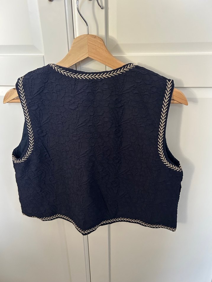 Nakışlı Mavi Bohem Kadın Yeleği - Görsel 2