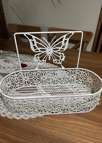 Beyaz Kelebekli  ferforje askı - Görsel 2